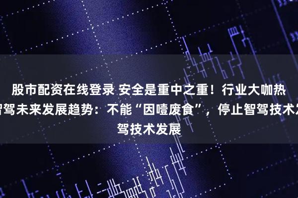 股市配资在线登录 安全是重中之重！行业大咖热议智驾未来发展趋势：不能“因噎废食”，停止智驾技术发展